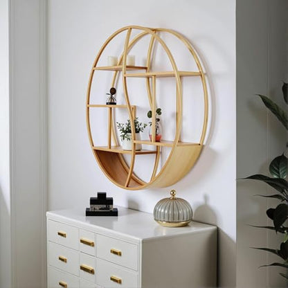 Round Wall Shelf,Decorative Circle Floating Shelves - color: Gold