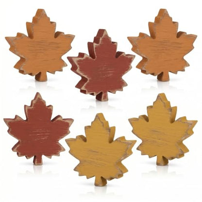 Wooden Leaves Fall Decor, 6pcs Fall Decorations for Home - style: Fall