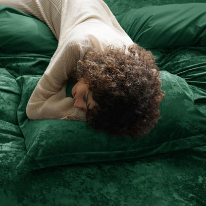 PHF Truly Velvet Pillowcases Standard 20" x 26", Emerald Green, No Insert - color: Emerald Green, size: 26" x 20" (Pack of 2)