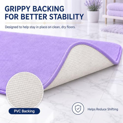RUN HELIX Bathroom Rugs Sets 3 Piece, Soft Absorbent Memory Foam Bath Mats Set, Dry Fast Bath Mat, Machine Washable Bath Rug Set for Bathroom （Lilac） - color: Lilac