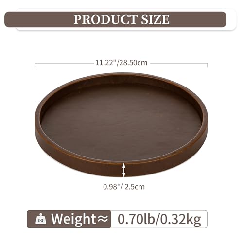 Hanobe Decorative Tray for Coffee Table Faux Leather Round Serving Plate