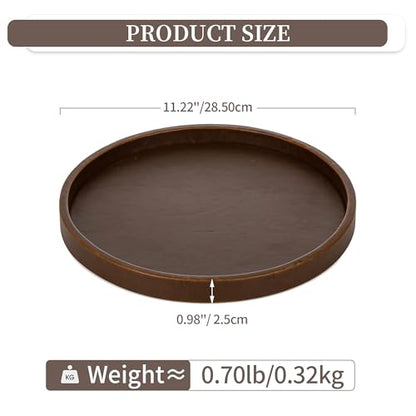 Hanobe Decorative Tray for Coffee Table Faux Leather Round Serving Plate