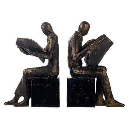 Lukitas Readers Decorative Bookends Heavy Duty Non-Slip, Bronze, Resin 8'' - color: Newspaper Reader