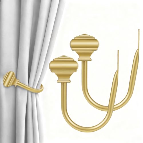 USFOOK Gold Curtain Holdbacks, Decorative Drapery Tiebacks, 2 Pack/1 Pair - color: Gold