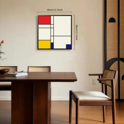 lzhewall Mondrian Style Wall Art, Abstract Geometric Painting, Black Frame