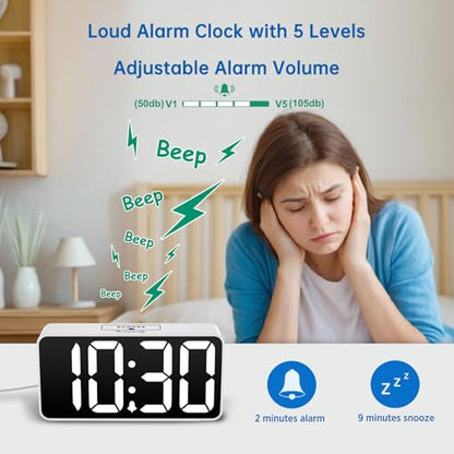 DreamSky Small Digital Alarm Clock for Bedroom, RGB Desk Clock for Kid Girl - color: White Case Rgb Digits