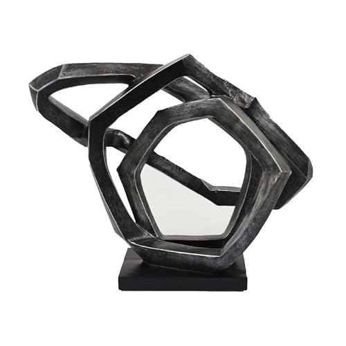 Benzara Abstract Decorative Tabletop Sculpture, Gray Resin Geometric, 17 Inch