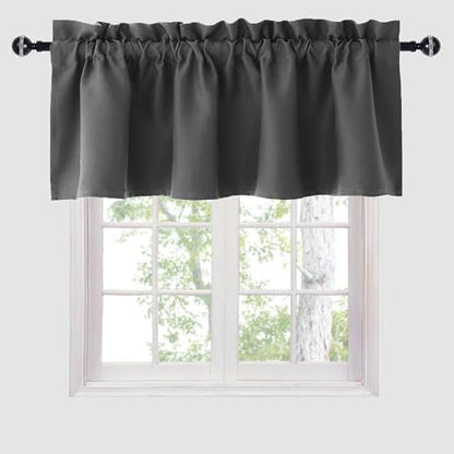 Hiasan Dark Grey Valance Curtains for Window 42 x 12 Inches 1 Panel - color: Dark Grey, size: 42"W x 12"L (Pack of 1)