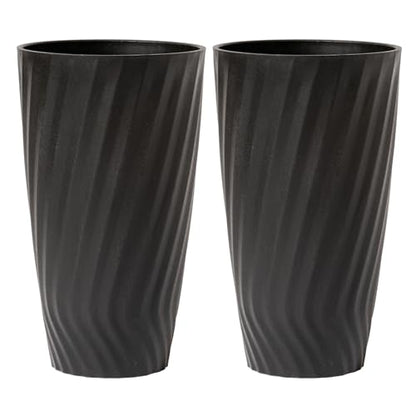 La Jolie Maison 24 Inch Tall Planters, Large Decorative Plant Pots Set of 2 - color: Matte Black