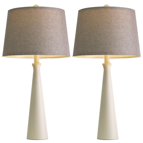 Oneach 25.75" Modern Table Lamp for Bedroom Set of 2, USB C Port, White - color: White