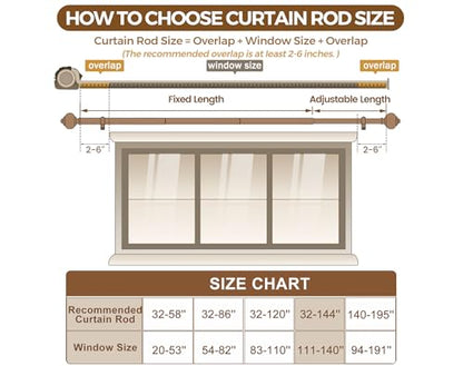 KAMANINA 7/8 Inch White Curtain Rod 72 to 144 Inch with Round Finials - color: Ivory White, size: 72-144"