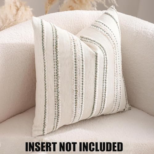 Boho Jacquard Throw Pillow Covers 20x20 Inch Set of 2 Beige Green - color: Beige+green, size: 20" x 20" (Pack of 2)