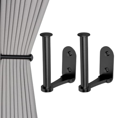 Groleca 2 Pack Adhesive Curtain Holdbacks No Drill Curtain Tiebacks, Black - color: Matte Black