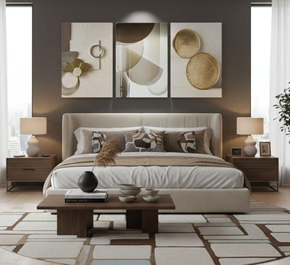 LAJDXSX 3 Pcs Abstract Gold Geometric Boho Canvas Wall Art 12x16 - color: Abstract-Metal, size: 12x16 in