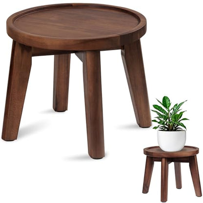Demigo Indoor Plant Stand, 8 in Tall Acacia Wood Plant Shelf, Dark Brown - color: Dark Brown, size: Medium
