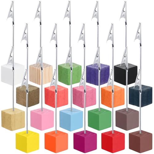 20 Pcs Cube Base Memo Clip Holder with Alligator Clip, Multi Color - color: Multi Color