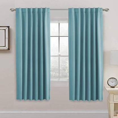 H.VERSAILTEX Blackout Curtains Thermal Insulated Window Treatment Panels Room Darkening Blackout Drapes for Living Room Back Tab/Rod Pocket Bedroom Draperies, 52 x 72 Inch, Aqua, 2 Panels - color: Aqua, size: 52"W x 72"L (Pack of 2)