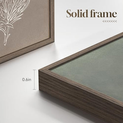Framed Boho Neutral Botanical Wall Art for Living Room, 4 Piece 12x16 In - color: Simple - Walnut Framed, size: 12" W x 16" H x 4 pcs