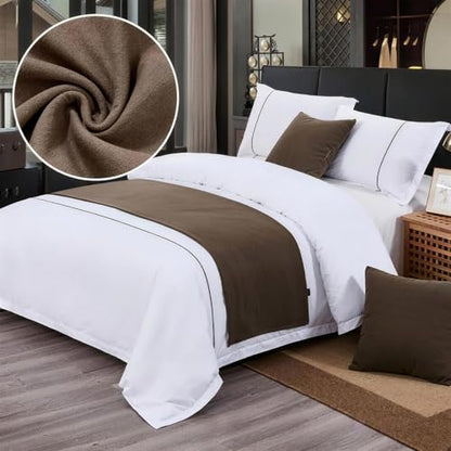 Taupe Double Layer Reversible Bed Runner for Bedroom - 102 x 18 In,1 Piece - color: Brown, size: 102'' x 18'' (1 Piece)