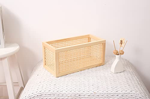 Small Rectangular Rattan Woven Wooden Storage Basket - size: Rectangle C - 1-Piece (Small)