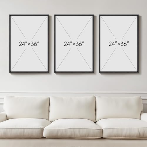 Large Framed Neutral Abstract Wall Art for Living Room,Set of 3, 24x36 In - color: Neutral, size: 24" W x 36" H x 3pcs