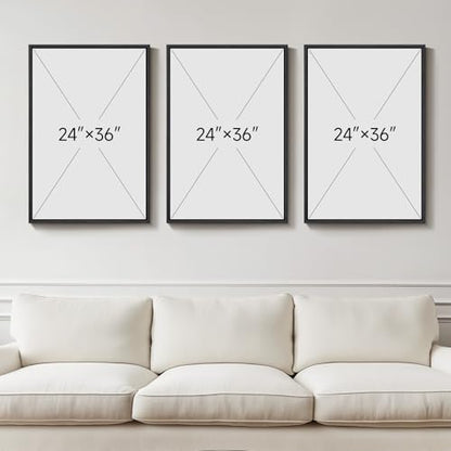 Large Framed Neutral Abstract Wall Art for Living Room,Set of 3, 24x36 In - color: Neutral, size: 24" W x 36" H x 3pcs