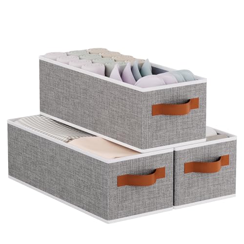 Foldable Long Storage Boxes,15x6x5 In,Gray Fabric Bins,3-Pack - color: Grey, size: 3-Pack