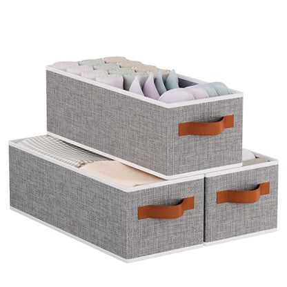 Foldable Long Storage Boxes,15x6x5 In,Gray Fabric Bins,3-Pack - color: Grey, size: 3-Pack