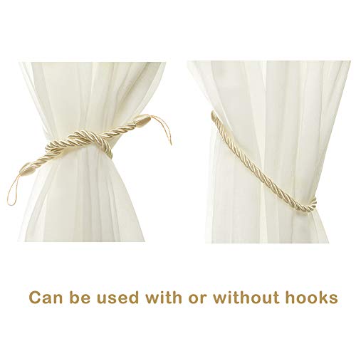 BEL AVENIR Curtain Tiebacks Ropes Tie-Backs,Handmade Holdbacks(Beige,4P) - color: Beige, size: 4pack