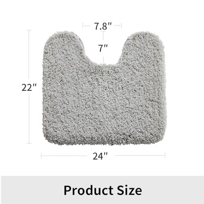 Disolla Toilet Rug 22x24 Gray, Non-Slip Soft Toilet Mat U-Shaped Washable - color: Grey, size: 1'10" x 2' (22''x24'' Toilet Rug)