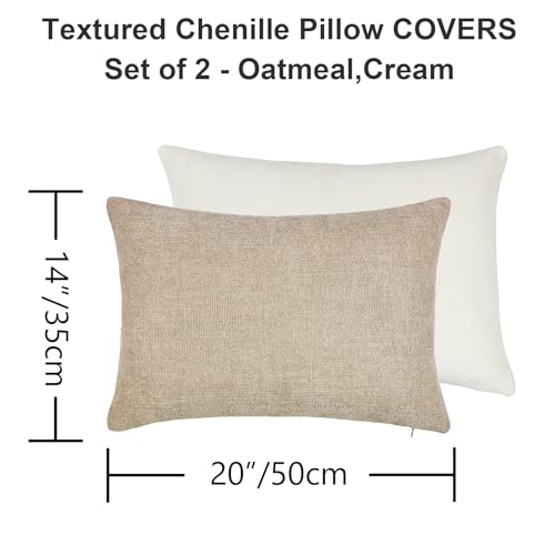 Oatmeal & Cream 14x20 Inch Pillow Covers Set of 2 - color: Oatmeal,cream, size: 20" x 14" (Pack of 2)