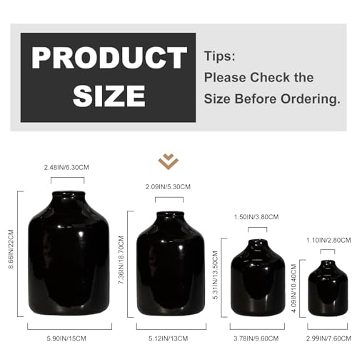 Sunddo Black Ceramic Vase, 7 Inch - color: Black, size: 7 inch