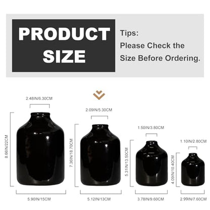 Sunddo Black Ceramic Vase, 7 Inch - color: Black, size: 7 inch