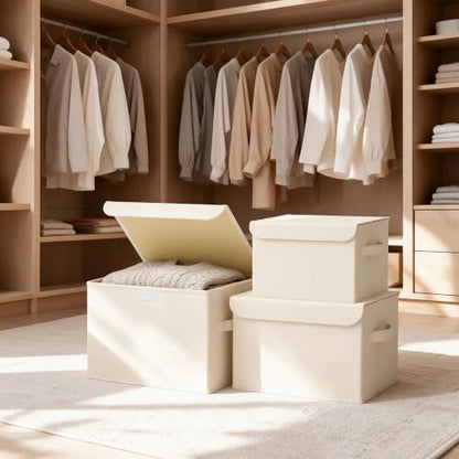 Foldable Storage Bins, Closet Boxes, 4 Pack, Beige, 13x9x7.9 In - color: Beige, size: Medium（4 Pack）