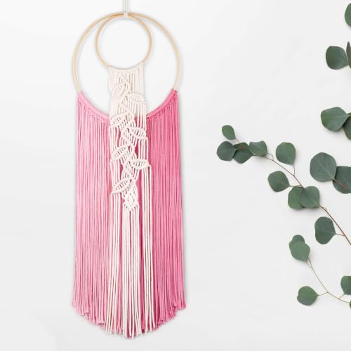 LB Pink Macrame Wall Hanging for Bedroom Headboard,10X30 Inch - color: Pink