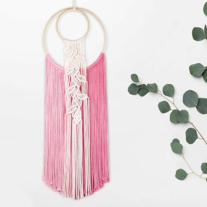 LB Pink Macrame Wall Hanging for Bedroom Headboard,10X30 Inch - color: Pink