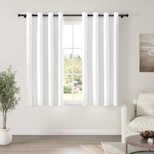 ChrisDowa White Blackout Curtains 63 Inches Long 2 Panels for Bedroom - color: White, size: 52"W x 63"L (Pack of 2)