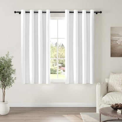 ChrisDowa White Blackout Curtains 63 Inches Long 2 Panels for Bedroom - color: White, size: 52"W x 63"L (Pack of 2)