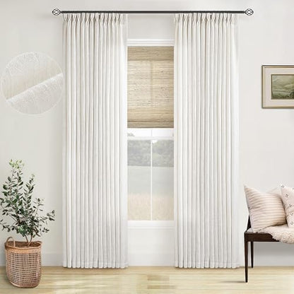 TWODRAPES Natural Pinch Pleated Linen Curtains 96 Inches Long Living Room - color: Natural, size: 40"W x 96"L (Pack of 2)