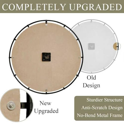 EMAX HOME 24 Inch Large Farmhouse Wall Clock, Rustic Antique Wood with Metal Circle and Large Engraved Numerals, Silent Battery Operated Wall Clock for Office Kitchen Bedroom Living Room - color: Brown, size: 24 Inch Roman numerals