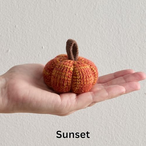 Set of 5 Mini Knit Pumpkins, Sunset Orange Gold Rust (Sunset 2.5 Inch Set) - color: Sunset Set 5