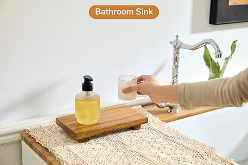 Small 10" Acacia Wood Riser Pedestal Stand for Kitchen Counter - size: Small:10“x 5.6"