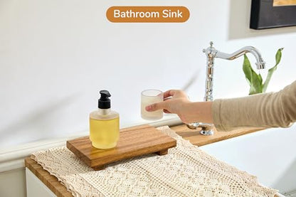 Small 10" Acacia Wood Riser Pedestal Stand for Kitchen Counter - size: Small:10“x 5.6"
