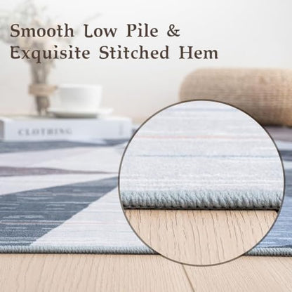 HOMFINE Washable Modern Area Rug - Geometry Style 4x6 Rugs for Living Room, Bedroom, Machine Washable Rug Soft Non Slip Non Shedding Area Rug - Blue, 4'x6' - color: Blue, size: 4' x 6' (Rectangular)