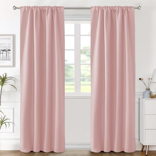 H.VERSAILTEX Blackout Curtains Thermal Insulated Window Treatment Panels Room Darkening Blackout Drapes for Living Room Back Tab/Rod Pocket Bedroom Draperies (2 Panels, Baby Pink, 42 x 84 Inch) - color: Baby Pink, size: 42"W x 84"L (Pack of 2)