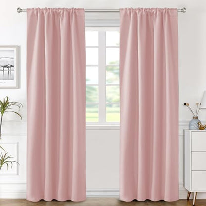 H.VERSAILTEX Blackout Curtains Thermal Insulated Window Treatment Panels Room Darkening Blackout Drapes for Living Room Back Tab/Rod Pocket Bedroom Draperies (2 Panels, Baby Pink, 42 x 84 Inch) - color: Baby Pink, size: 42"W x 84"L (Pack of 2)