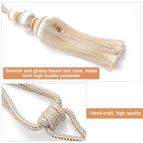 Paired Lantern Single Hanging Ball Tassels Curtains Buckle Sling Binding Lantern Tiebacks Handcrafted Braided Buckle Drapery Curtain Holdbacks Window Treatments for Home 2 Pack - color: Beige, size: 11.81 inches