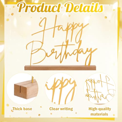 Yaocom Happy Birthday Table Sign Gold Metal Birthday Centerpiece 13.78" - style: Birthday