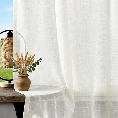 Vision Home Natural Pinch Pleated Sheer Curtains 40Wx108L 2 Panels - color: Natural, size: 40"W x 108"L (Pack of 2)