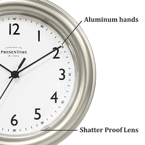 Presentime 8.5" Modern Farmhouse Essential Wall Clock - color: Morning Silver